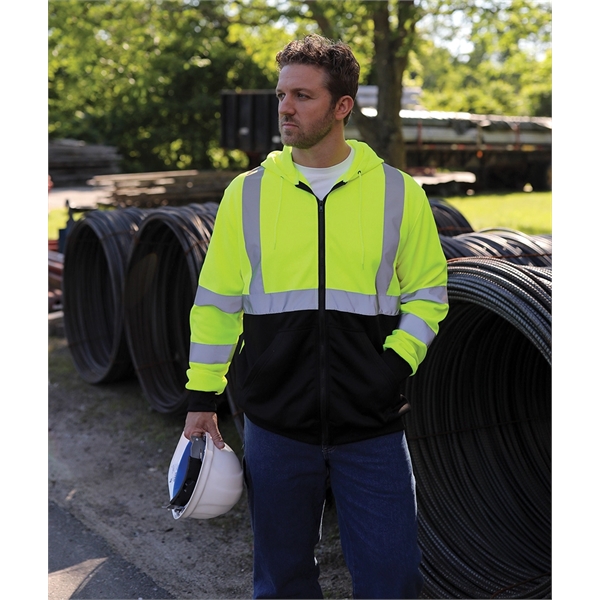 The Signal Hi-Vis Full Zip Hoodie keeps you comfortable and safe... from ASI 44620 Charles River Apparel