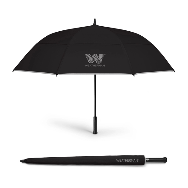 Golf umbrella with 62" arc, industrial-strength fiberglass, reflective accents, large mesh... from ASI 76730 Peerless Umbrella Co Inc / Threads By Peerless
