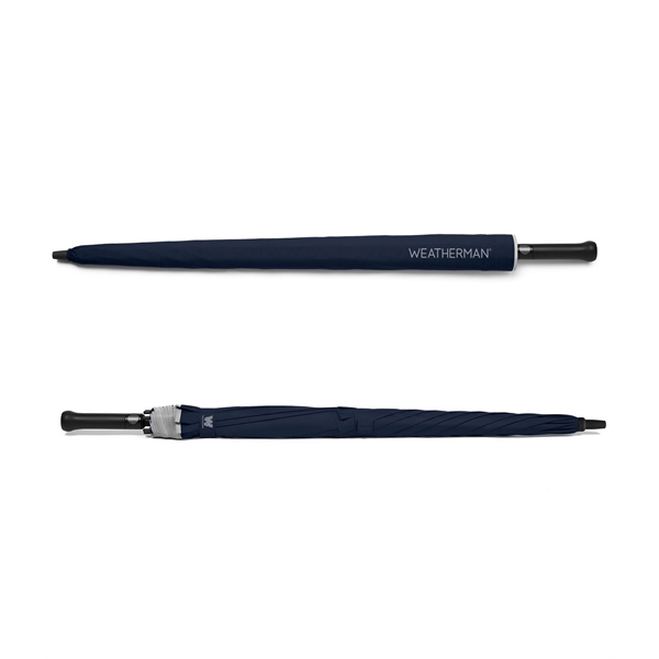 Golf umbrella with 62" arc, industrial-strength fiberglass, reflective accents, large mesh... from ASI 76730 Peerless Umbrella Co Inc / Threads By Peerless