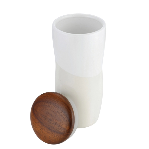 12 oz. Double-Wall Ceramic Tumbler with Wooden Lid... from ASI 80060 VisionUSA
