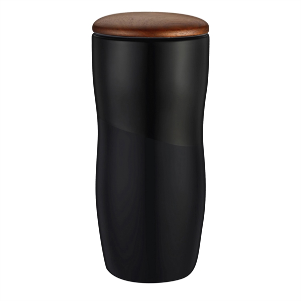 12 oz. Double-Wall Ceramic Tumbler with Wooden Lid... from ASI 80060 VisionUSA