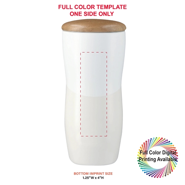 12 oz. Double-Wall Ceramic Tumbler with Wooden Lid... from ASI 80060 VisionUSA