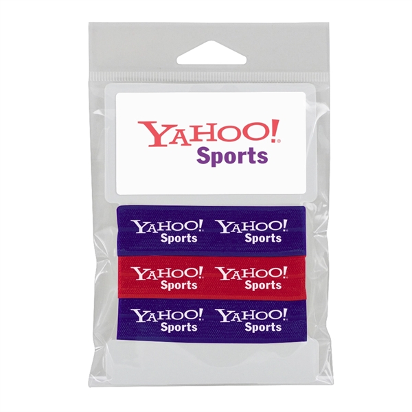 3-piece dye-sublimated fold-over elastic hair ties with card holder.... from ASI 88060 Snugz/USA Inc / SnugZ USA®