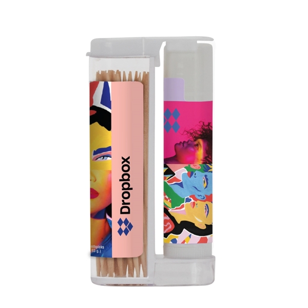 Wooden toothpicks with SPF 15 lip balm inside a rectangular flip-top... from ASI 88060 Snugz/USA Inc