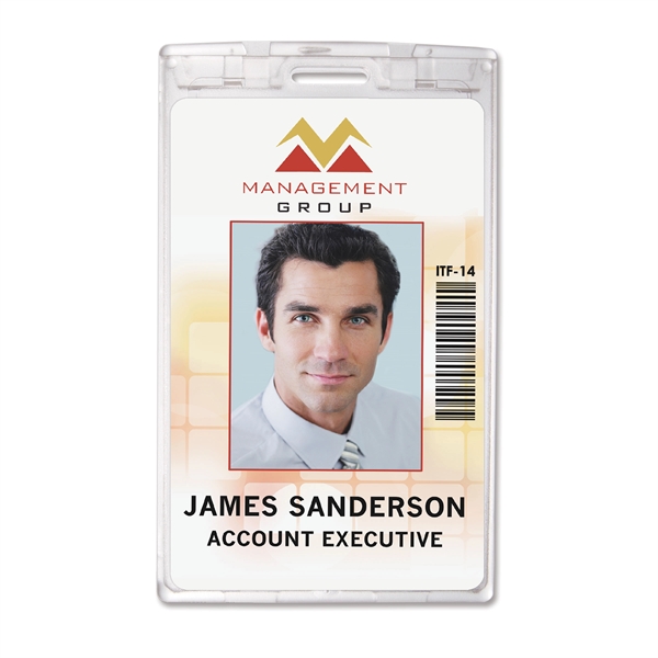 These clear polycarbonate badge holders feature a locking end piece that... from ASI 79898 Promovision / PROMOVISION