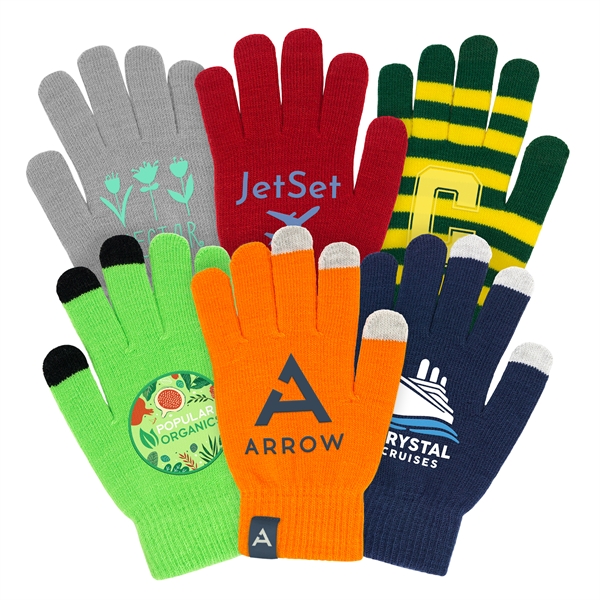 Our customizable glove collection includes three styles, Knit, Touchscreen, and Fingerless... from ASI 45657 Pop! Promos