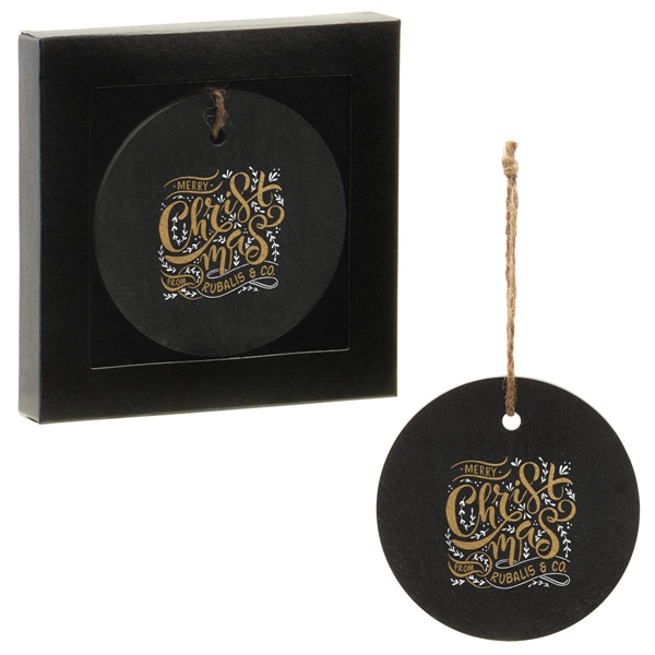 Decorative natural slate stone ornaments with jute twine cord, customization and... from ASI 62190 Illini