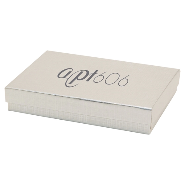 Color tinted kraft jewelry boxes made with rigid white lined board;... from ASI 75731 PWS / Pacific Western Sales/Cater Line