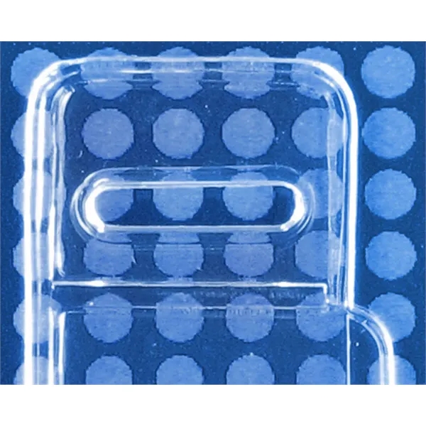 Credit-card-size badge holder's unique design allows magnetic stripe cards to be... from ASI 79898 Promovision / PROMOVISION