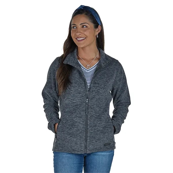 Women's fleece jacket with stand up collar, gray contrast zipper, and... from ASI 44620 Charles River Apparel