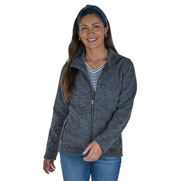 Women's fleece jacket with stand up collar, gray contrast zipper, and... from ASI 44620 Charles River Apparel