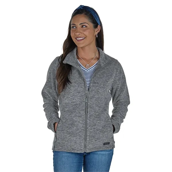 Women's fleece jacket with stand up collar, gray contrast zipper, and... from ASI 44620 Charles River Apparel