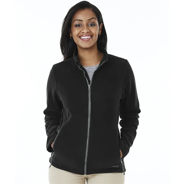 Women's fleece jacket with stand up collar, gray contrast zipper, and... from ASI 44620 Charles River Apparel