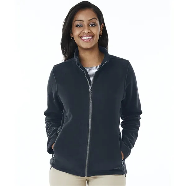 Women's fleece jacket with stand up collar, gray contrast zipper, and... from ASI 44620 Charles River Apparel