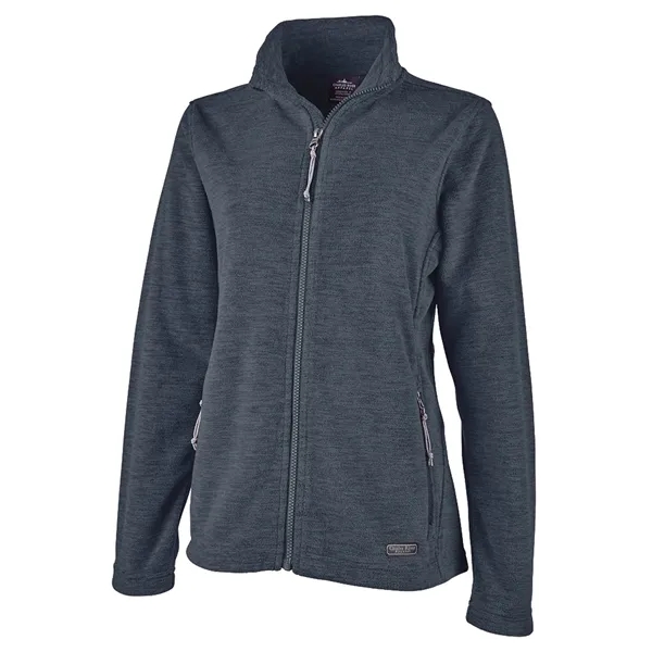Women's fleece jacket with stand up collar, gray contrast zipper, and... from ASI 44620 Charles River Apparel