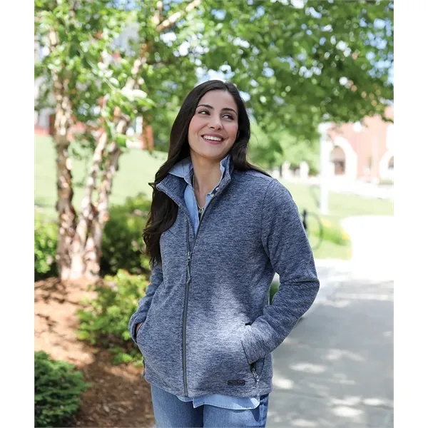 Women's fleece jacket with stand up collar, gray contrast zipper, and... from ASI 44620 Charles River Apparel