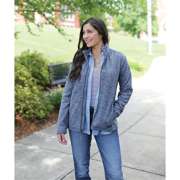 Women's fleece jacket with stand up collar, gray contrast zipper, and... from ASI 44620 Charles River Apparel