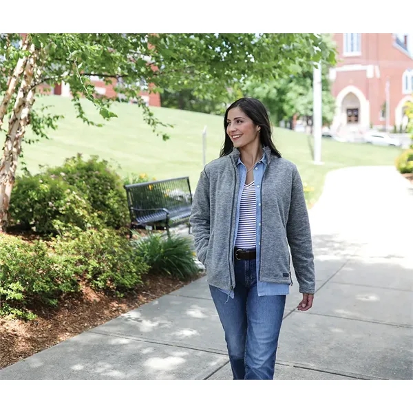Women's fleece jacket with stand up collar, gray contrast zipper, and... from ASI 44620 Charles River Apparel