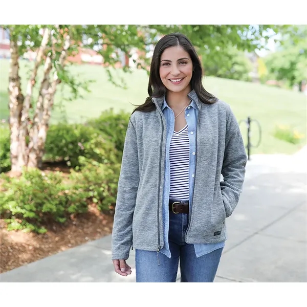 Women's fleece jacket with stand up collar, gray contrast zipper, and... from ASI 44620 Charles River Apparel
