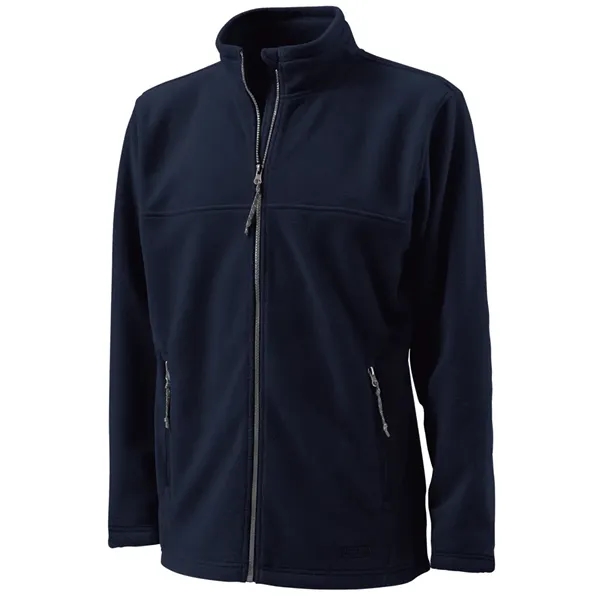 Men's anti-pill fleece jacket with stand up collar and gray contrast... from ASI 44620 Charles River Apparel