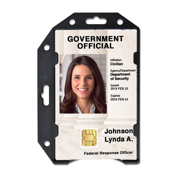 Rigid plastic badge holder shields ID card from data skimming. Fits... from ASI 79898 Promovision / PROMOVISION