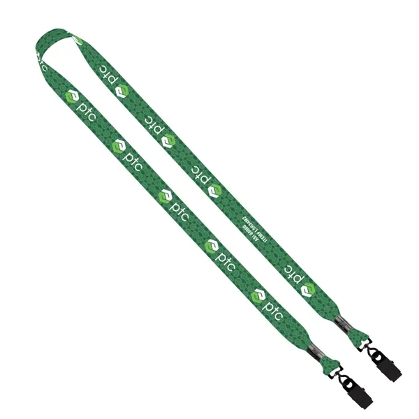 3/4" x 16" recycled PET double-ended lanyard with a metal bulldog... from ASI 88060 Snugz/USA Inc / SnugZ USA®