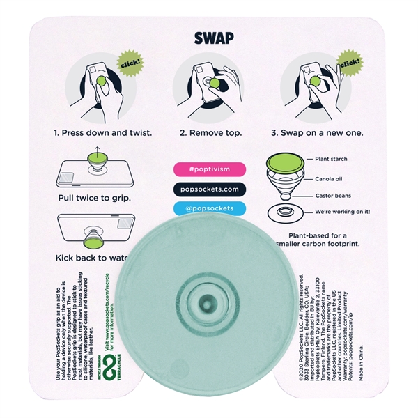 PlantCoreTM made from plant based materials; Phone grip and stand; Environmentally... from ASI 62124 iClick, Inc. / iClick®