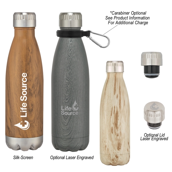 16 Oz. Stainless Steel Woodtone Vacuum Bottle... from ASI 61125 Hit Promotional Products