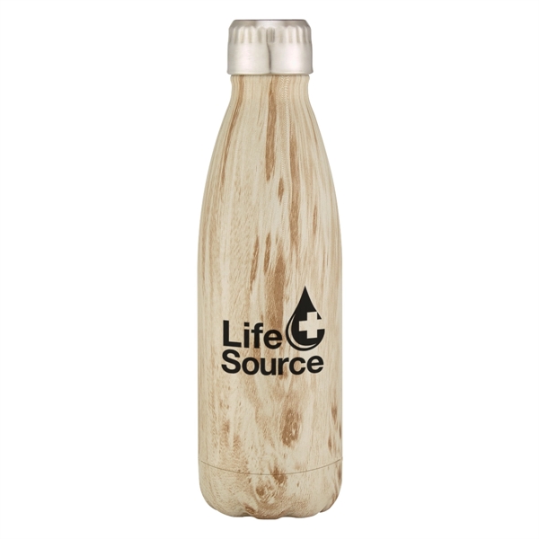 16 Oz. Stainless Steel Woodtone Vacuum Bottle... from ASI 61125 Hit Promotional Products