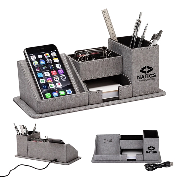 Amridge Wireless Charging Desk Organizer... from ASI 67866 Logomark/Valumark