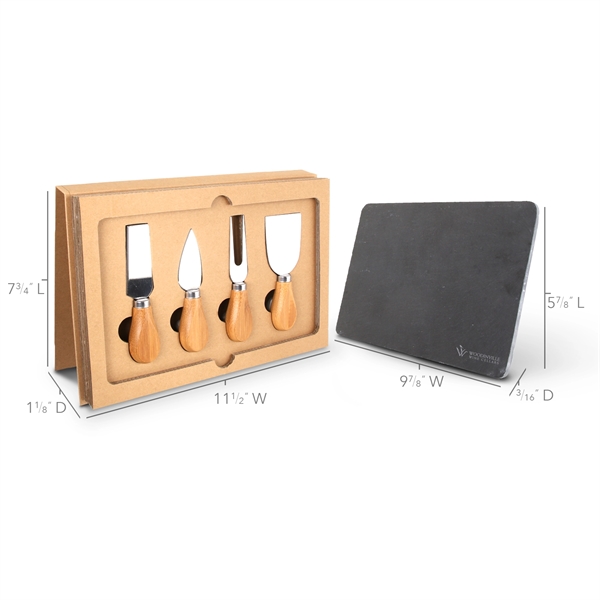 5-Pc Cheese Knife Set with Cardboard Gift Box w/ Slate Cutting... from ASI 46755 Cosmo Promos