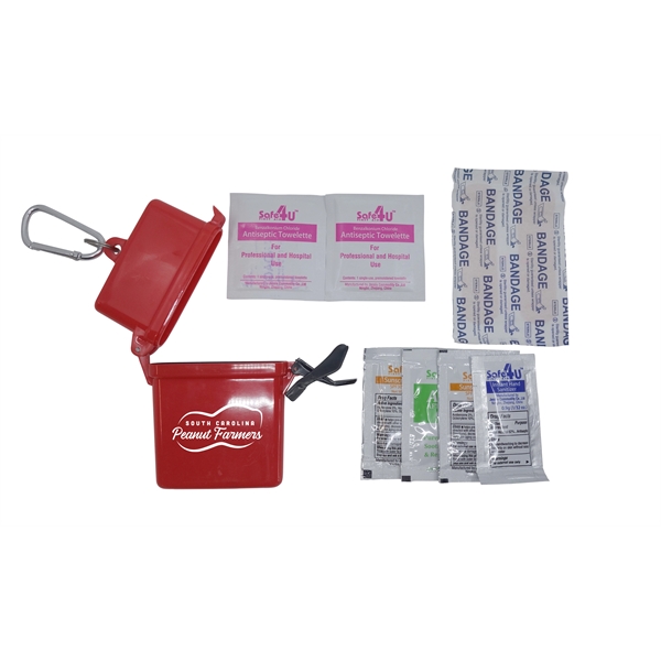 First aid kit with carabiner; contents include hand sanitizer, sunscreen lotion,... from ASI 90807 Tekweld