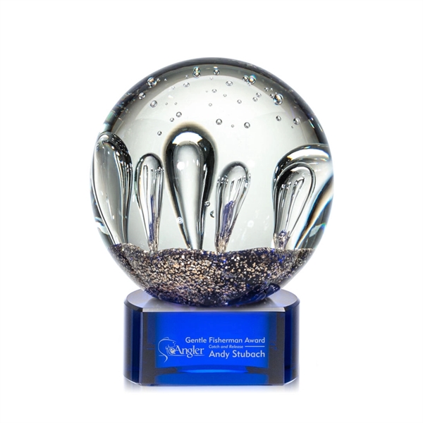 Hand blown art glass award on a Blue base.... from ASI 84592 St Regis Group / St Regis