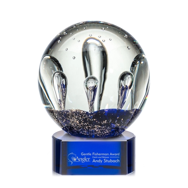 Hand blown art glass award on a Blue base.... from ASI 84592 St Regis Group / St Regis