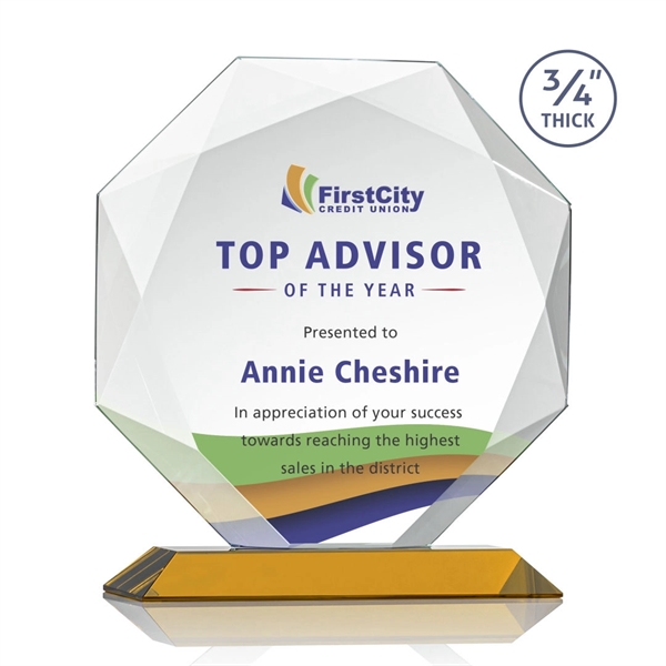 Starfire octagon shape award with faceted edges on an Amber base.... from ASI 84592 St Regis Group / St Regis