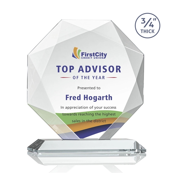 Starfire octagon shape award with faceted edges on a base.... from ASI 84592 St Regis Group / St Regis