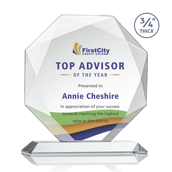 Starfire octagon shape award with faceted edges on a base.... from ASI 84592 St Regis Group / St Regis