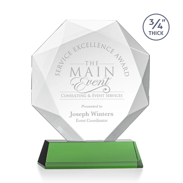 Starfire octagon shape award with faceted edges on a tall tapered... from ASI 84592 St Regis Group / St Regis
