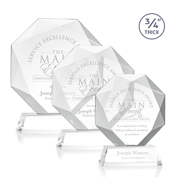Starfire octagon shape award with faceted edges on a tall tapered... from ASI 84592 St Regis Group / St Regis
