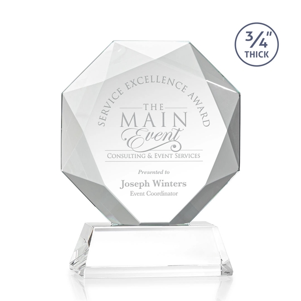 Starfire octagon shape award with faceted edges on a tall tapered... from ASI 84592 St Regis Group / St Regis