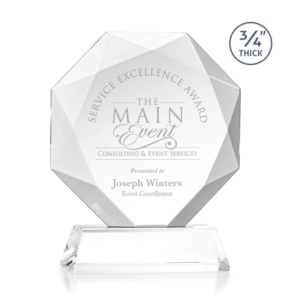 Starfire octagon shape award with faceted edges on a tall tapered... from ASI 84592 St Regis Group / St Regis