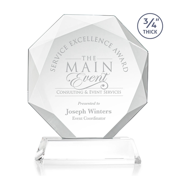 Starfire octagon shape award with faceted edges on a tall tapered... from ASI 84592 St Regis Group / St Regis