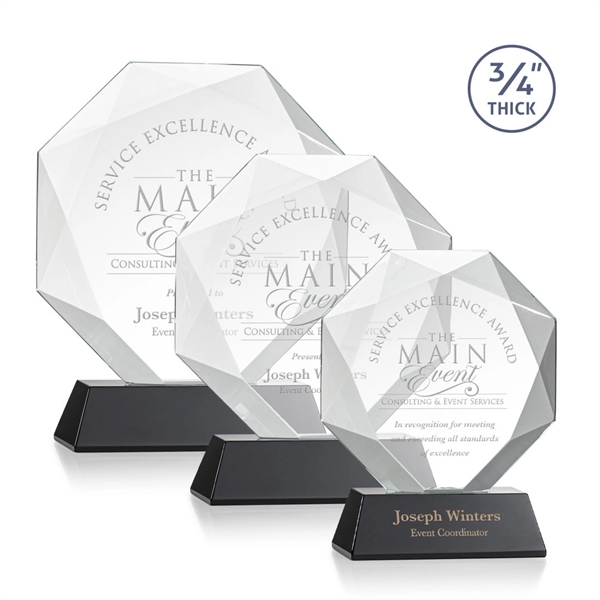 Starfire octagon shape award with faceted edges on a tall tapered... from ASI 84592 St Regis Group / St Regis