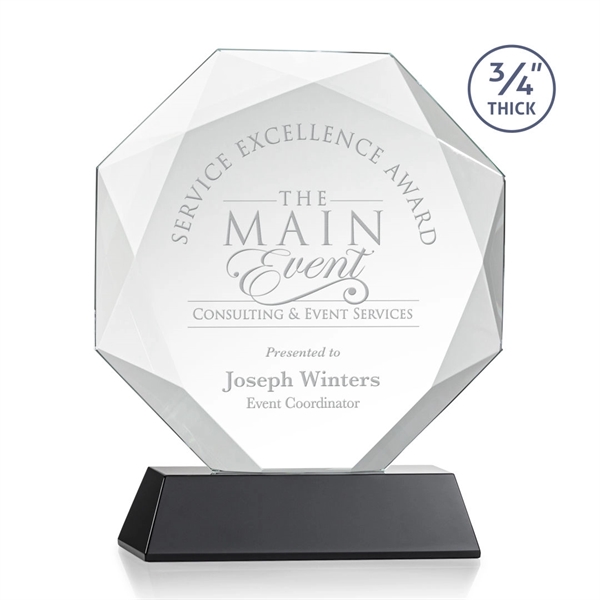 Starfire octagon shape award with faceted edges on a tall tapered... from ASI 84592 St Regis Group / St Regis
