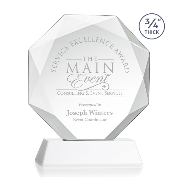 Starfire octagon shape award with faceted edges on a tall tapered... from ASI 84592 St Regis Group / St Regis