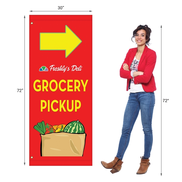 Custom digitally printed avenue banner. 72" x 30"... from ASI 80228 Quinn