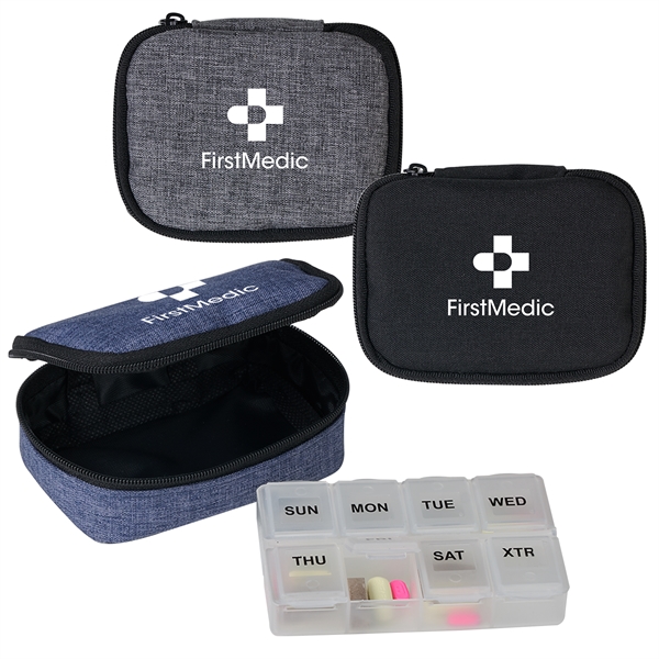 Travel pill organizer with case fits into a purse, backpack or... from ASI 52840 Evans Manufacturing