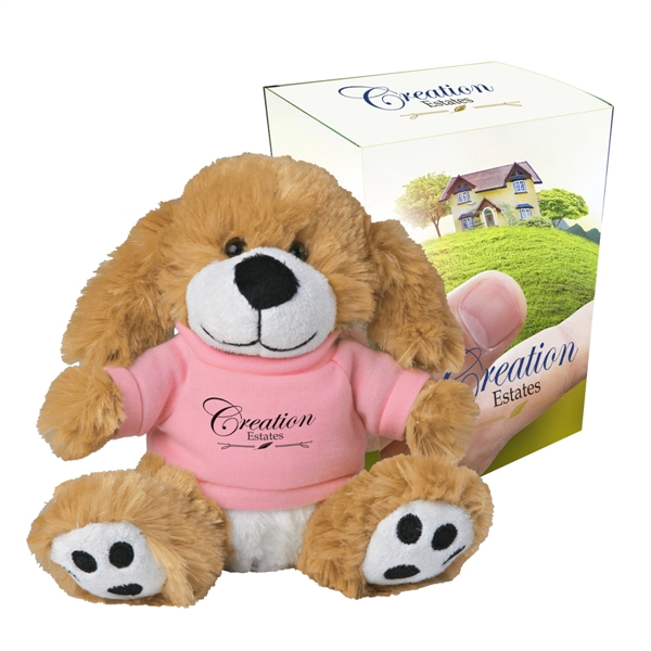 6" plush big paw dog with imprinted shirt and gift box... from ASI 61125 Hit Promotional Products / Hit®