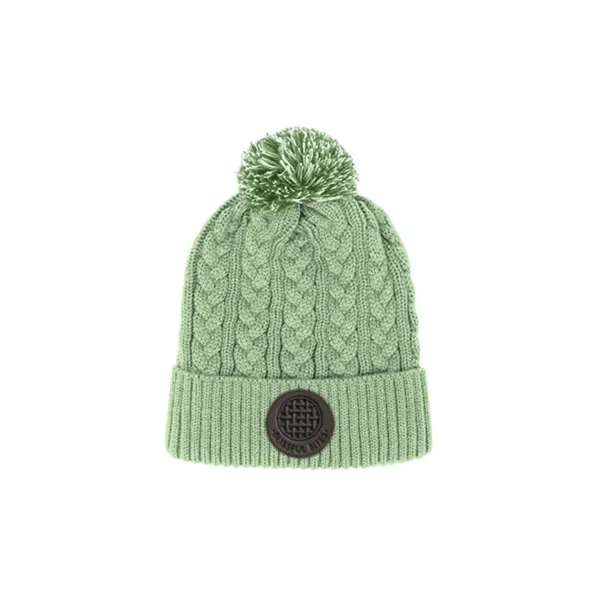 Pantone matched cable knit beanie with ability to add stripes, woven... from ASI 45657 Pop! Promos