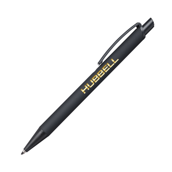 Sleek matte black metal pen with a rubberized coating for a... from ASI 84592 St Regis Group